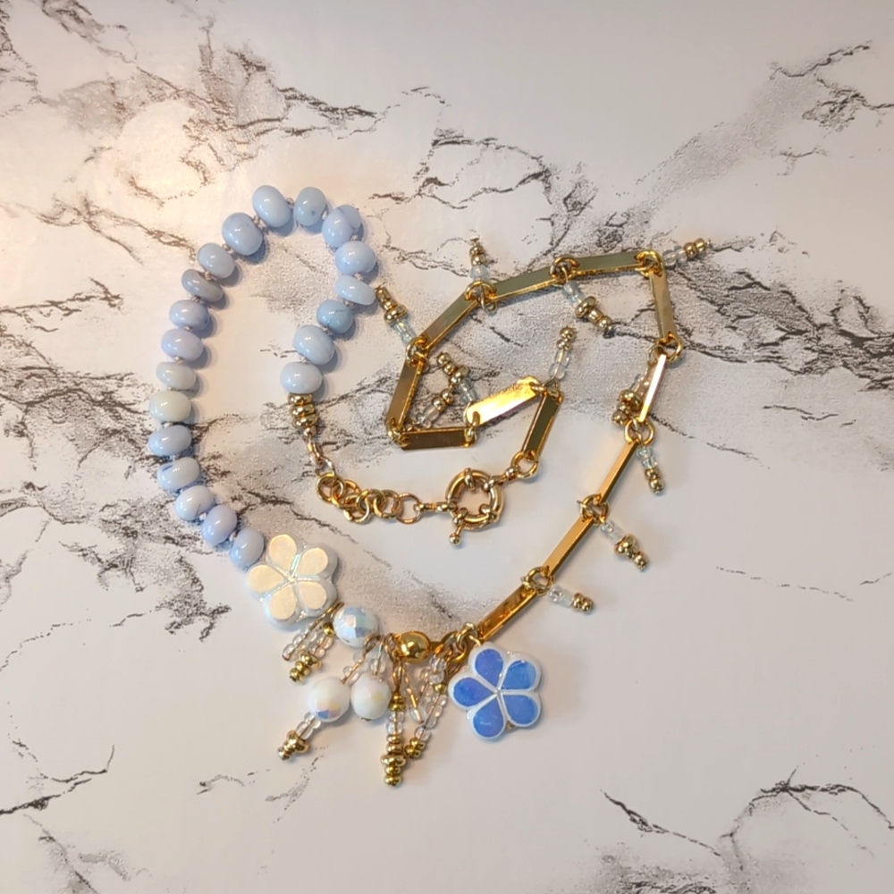 Blue Opal, Czech Glass, And Gold-Plated Bead Necklace - Picture 13 of 13